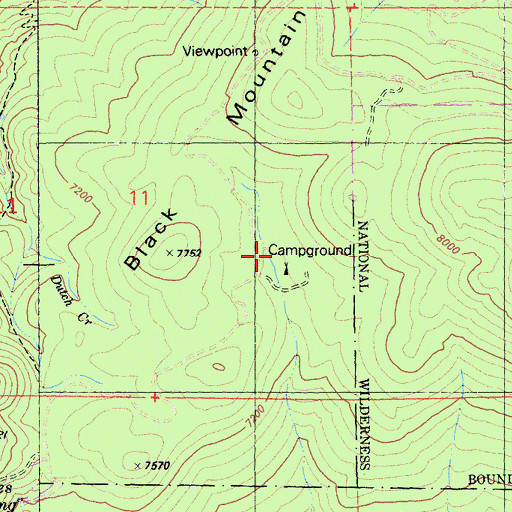 Topographic Map of Black Mountain Camp, CA