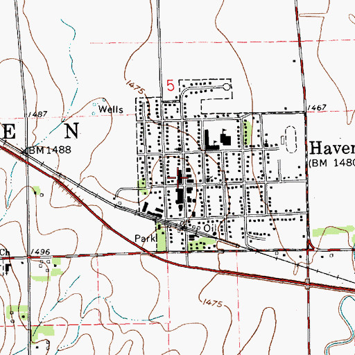 Topographic Map of City of Haven, KS