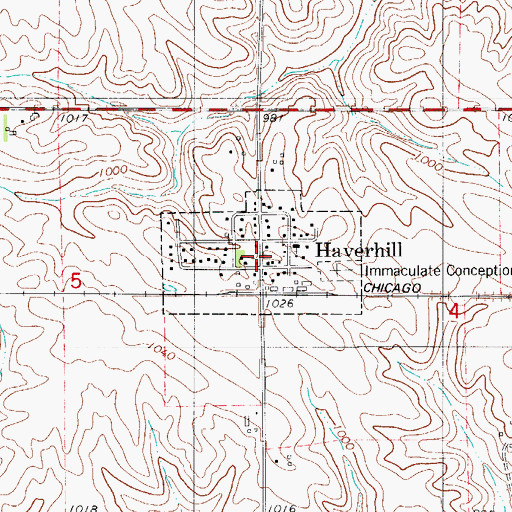 Topographic Map of City of Haverhill, IA