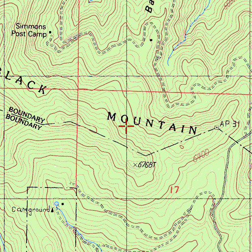 Topographic Map of Black Mountain Grove, CA