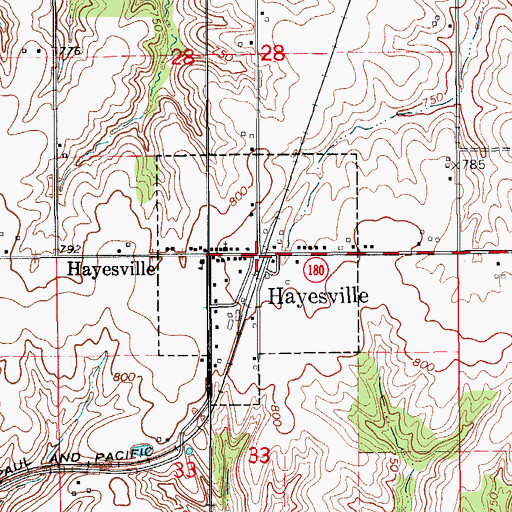 Topographic Map of City of Hayesville, IA