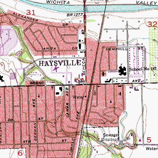 Topographic Map of City of Haysville, KS
