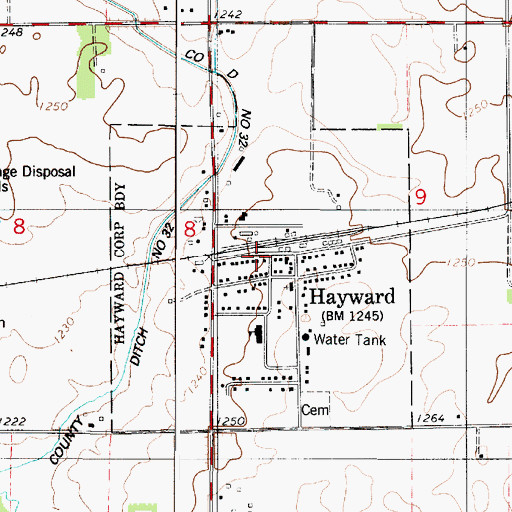 Topographic Map of City of Hayward, MN