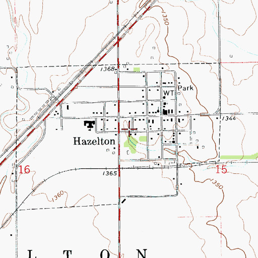 Topographic Map of City of Hazelton, KS