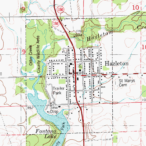 Topographic Map of City of Hazleton, IA