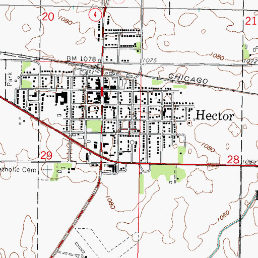 Topographic Map of City of Hector, MN