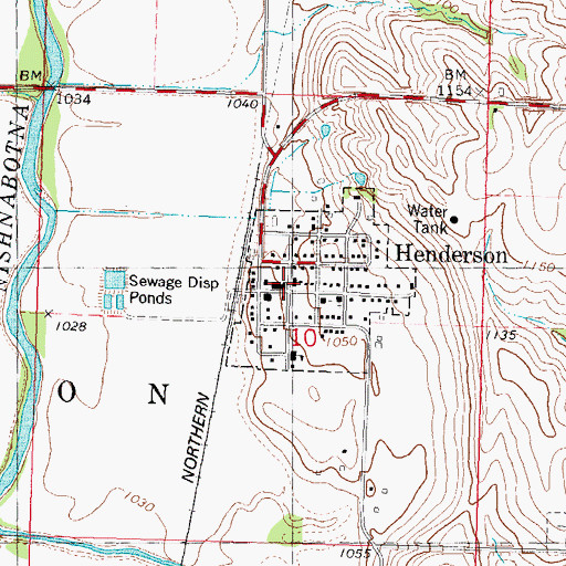 Topographic Map of City of Henderson, IA