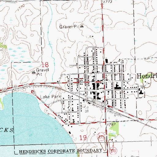 Topographic Map of City of Hendricks, MN
