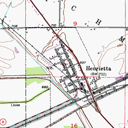 Topographic Map of City of Henrietta, MO