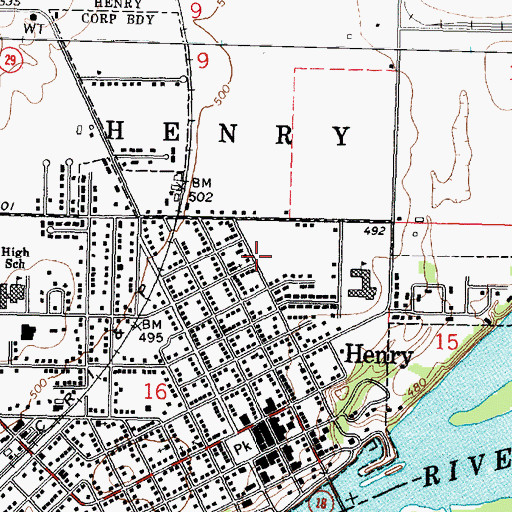Topographic Map of City of Henry, IL