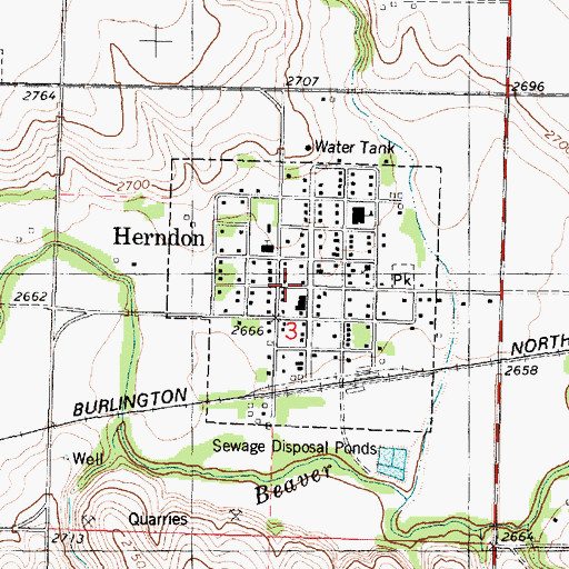 Topographic Map of City of Herndon, KS