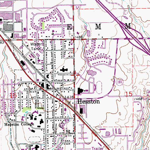 Topographic Map of City of Hesston, KS