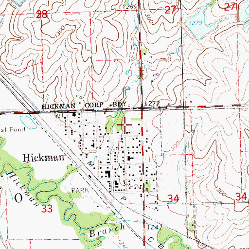 Topographic Map of City of Hickman, NE