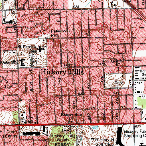 Topographic Map of City of Hickory Hills, IL