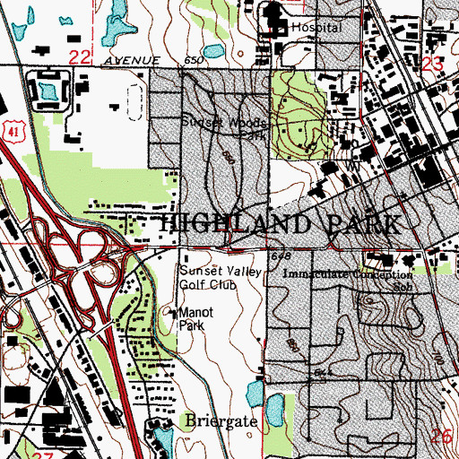 Topographic Map of City of Highland Park, IL