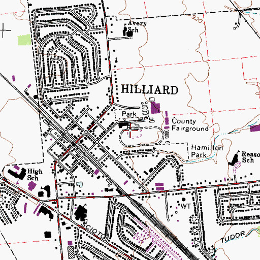 Topographic Map of City of Hilliard, OH