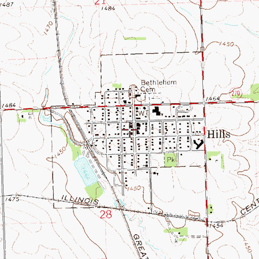 Topographic Map of City of Hills, MN