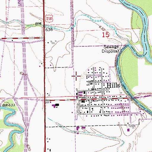 Topographic Map of City of Hills, IA