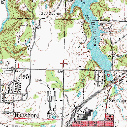 Topographic Map of City of Hillsboro, IL
