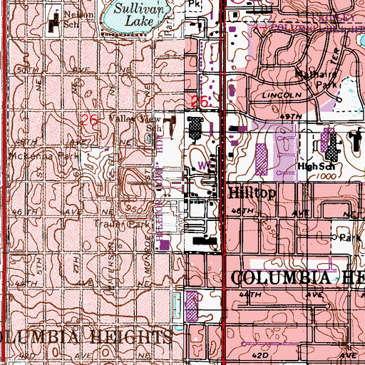 Topographic Map of City of Hilltop, MN