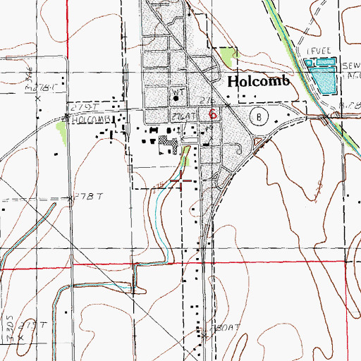 Topographic Map of City of Holcomb, MO