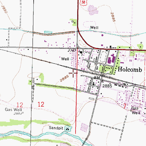 Topographic Map of City of Holcomb, KS