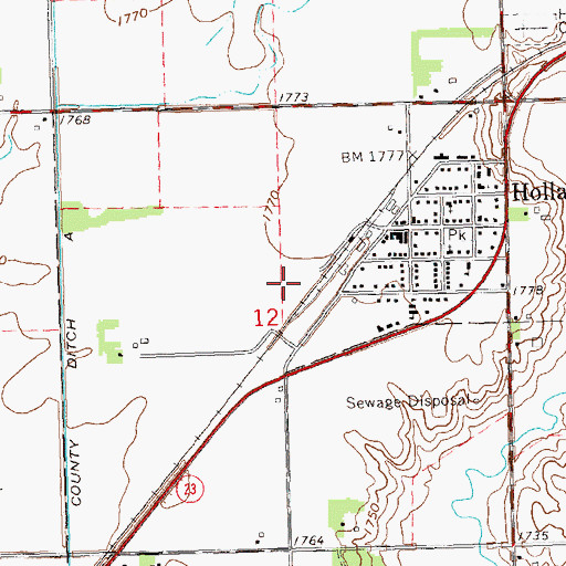 Topographic Map of City of Holland, MN