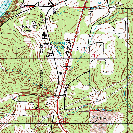 Topographic Map of City of Hollister, MO
