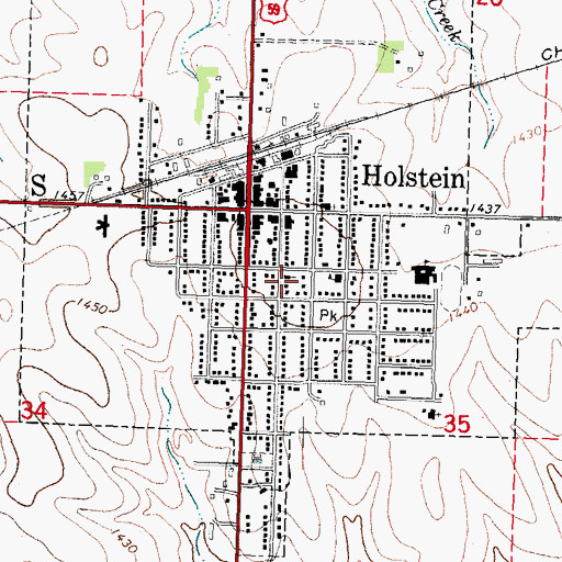 Topographic Map of City of Holstein, IA