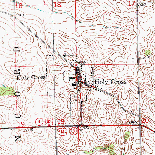 Topographic Map of City of Holy Cross, IA