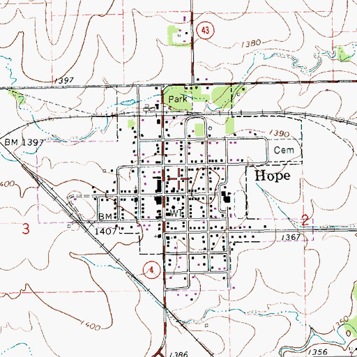 Topographic Map of City of Hope, KS