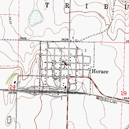 Topographic Map of City of Horace, KS