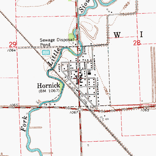 Topographic Map of City of Hornick, IA