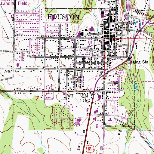 Topographic Map of City of Houston, MO