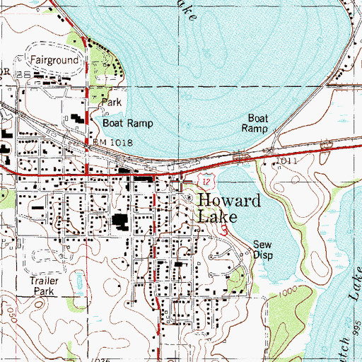 Topographic Map of City of Howard Lake, MN