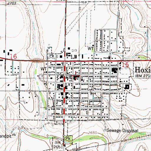 Topographic Map of City of Hoxie, KS