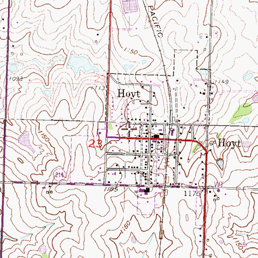 Topographic Map of City of Hoyt, KS