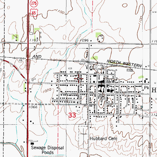 Topographic Map of City of Hubbard, IA