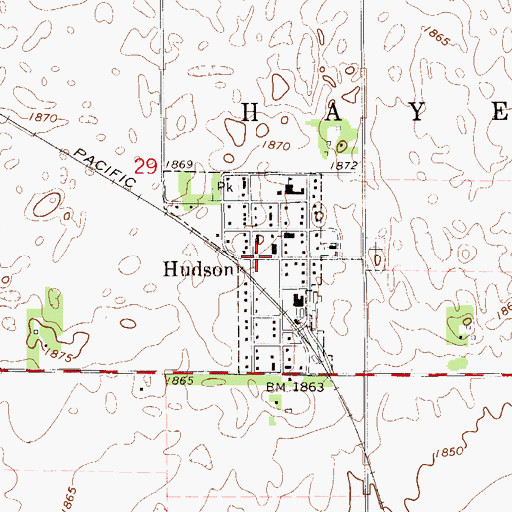 Topographic Map of City of Hudson, KS