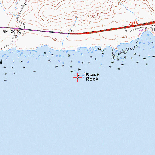 Topographic Map of Black Rock, CA