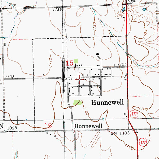 Topographic Map of City of Hunnewell, KS