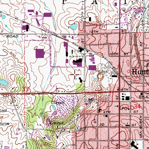 Topographic Map of City of Huntingburg, IN