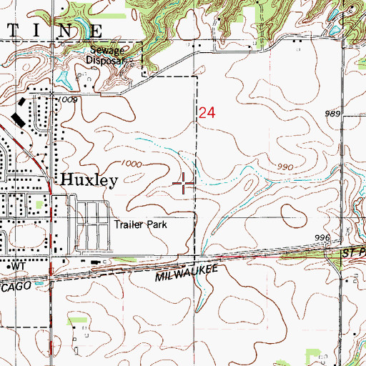 Topographic Map of City of Huxley, IA