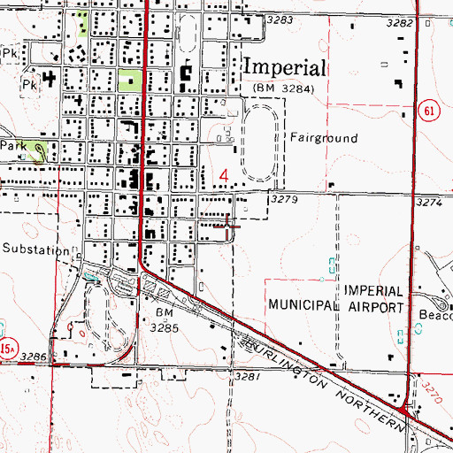 Topographic Map of City of Imperial, NE