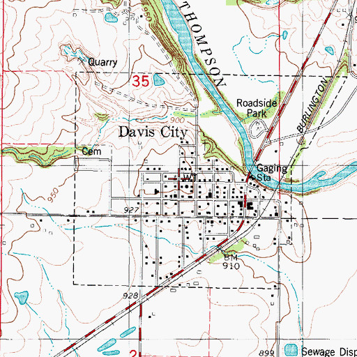 Topographic Map of City of Davis City, IA