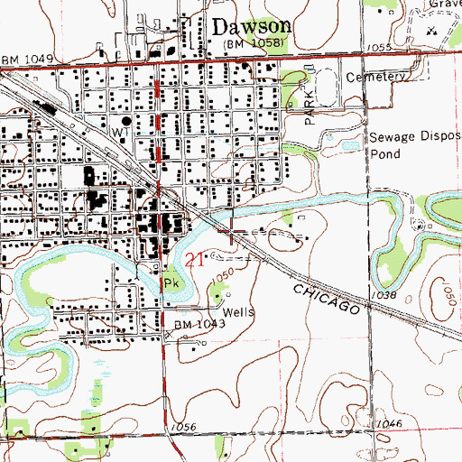 Topographic Map of City of Dawson, MN