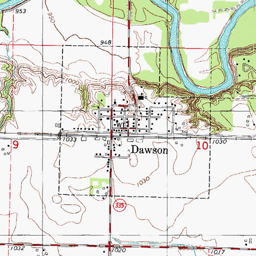 Topographic Map of City of Dawson, IA