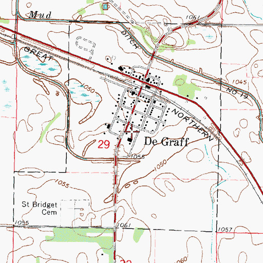 Topographic Map of City of De Graff, MN