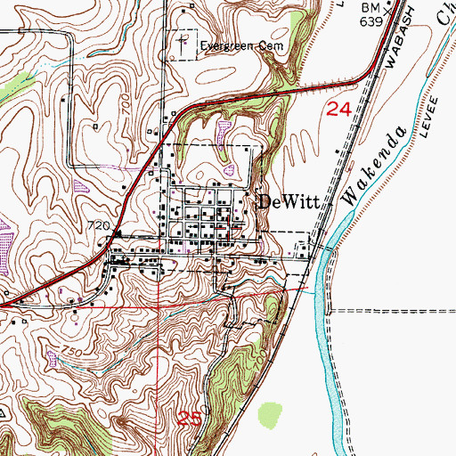 Topographic Map of City of De Witt, MO