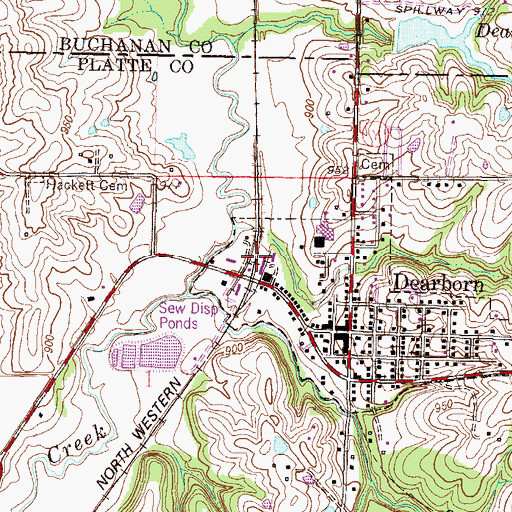 Topographic Map of City of Dearborn, MO